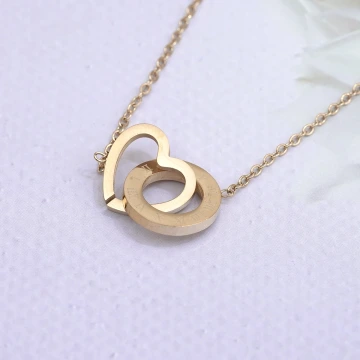 316鋼飾×愛心圓環×鎖骨項鍊×金色