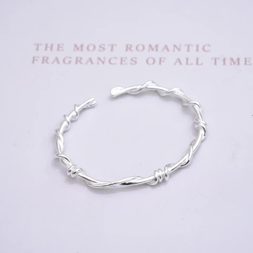 925銀飾×不規則纏繞編織×開口手環