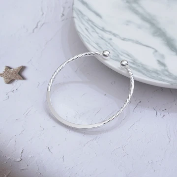 925銀飾×簡約麻花×開口手環