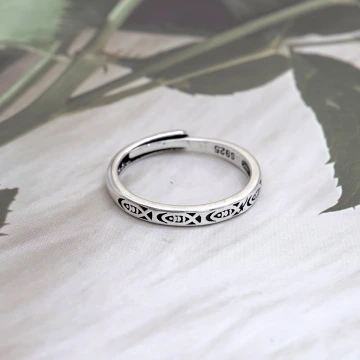 925銀飾&times;民族小魚圖騰&times;開口戒指