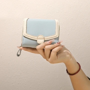 都會風多巴胺&times;三折短皮夾&times;藍色