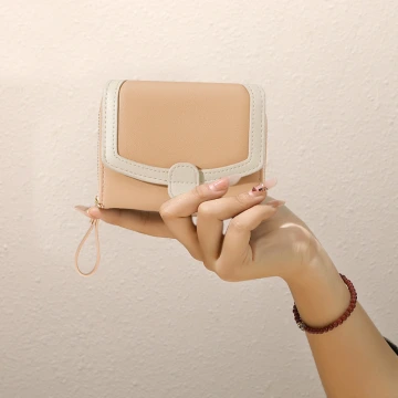 都會風多巴胺×三折短皮夾×粉紅