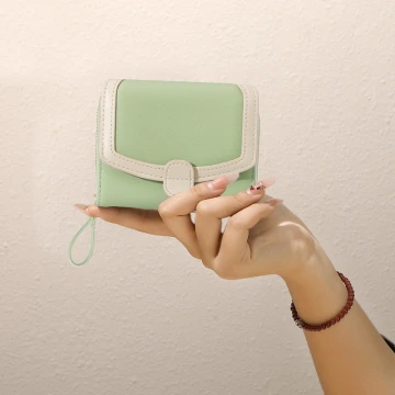 都會風多巴胺×三折短皮夾×綠色