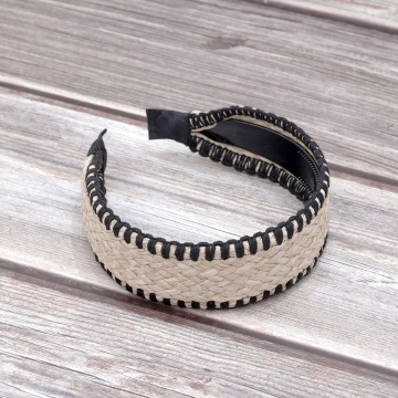 渡假風草編寛版×髮箍