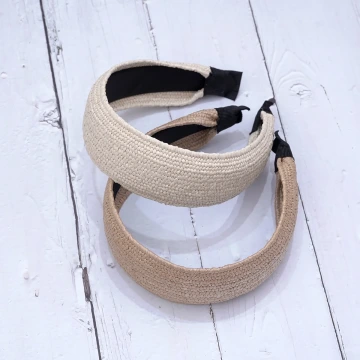 拉菲草編素色寬版&times;髮箍&times;共二色