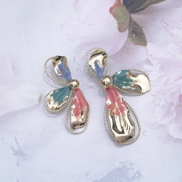 琺瑯金屬大花朵&times;吊墜耳環