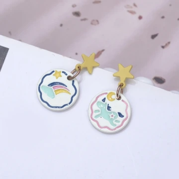 陽光彩虹獨角獸&times;不對稱吊墜耳環