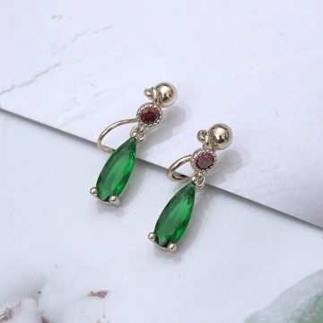 霍爾的綠色水滴×蚊香盤U型耳夾