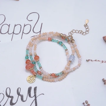 福字彩色串珠×多層手鍊（可當項鍊）