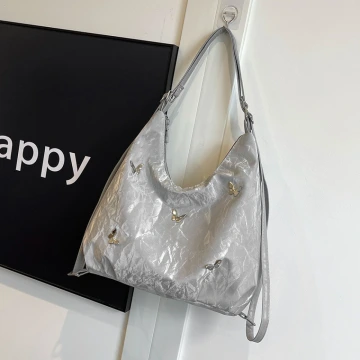 蝴蝶麂皮變形包×後背包×銀色