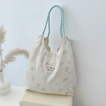 森林動物印花×手提袋×綠色兔兔