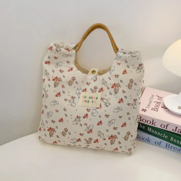 動物好朋友印花×手提袋×白色
