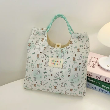 動物好朋友印花&times;手提袋&times;綠色