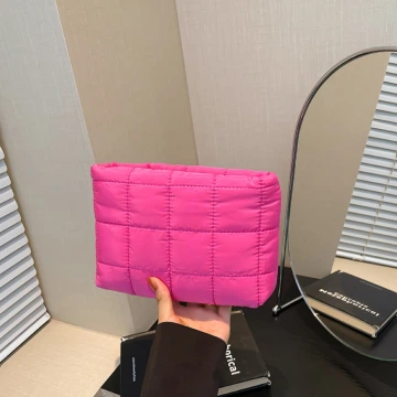 方格空氣包×化妝包×桃粉