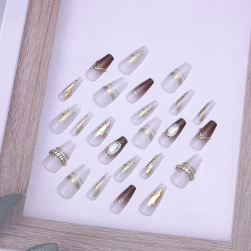 雅丹風沙漠流金亮面×穿戴式手指甲片×二十四入
