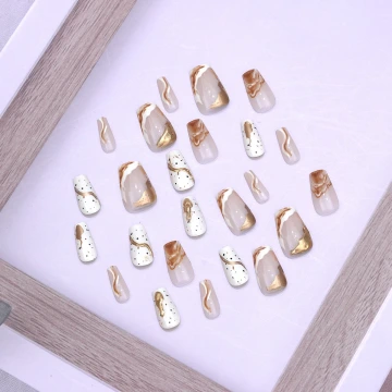 焦糖咖啡牛奶亮面×穿戴式手指甲片×二十四入