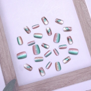 拼色貓眼蝴蝶翅膀亮面×穿戴式手指甲片×二十四入