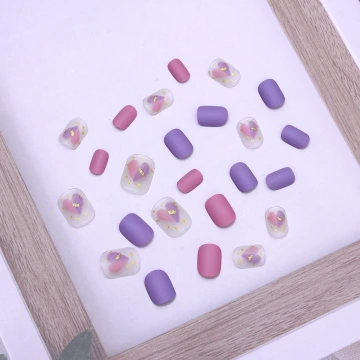 粉紫撞色愛心霧面&times;穿戴式手指甲片&times;二十四入