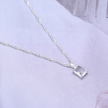 925銀飾×方糖晶鑽×鎖骨項鍊