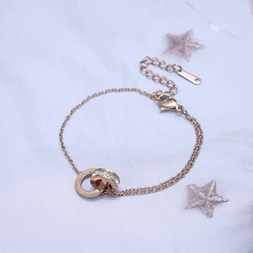 316鋼飾×雙環晶鑽×手鍊×玫瑰金