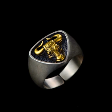 美式&times;復古&times;牛頭&times;開口戒指