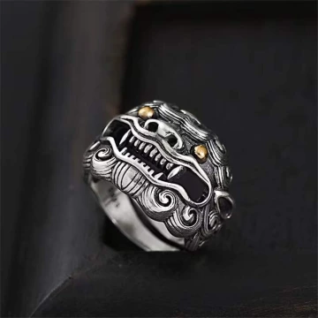 中式×復古×開口笑×唐獅×開口戒指