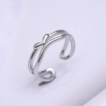 925銀飾×雙線水滴愛心×開口戒指