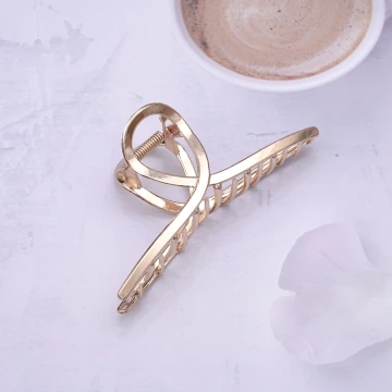 金色極簡交叉&times;鯊魚夾