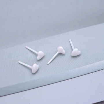 小愛心&times;陶瓷&times;養耳棒&times;二套件耳環組&times;白色