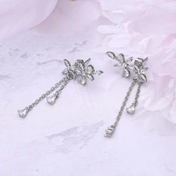 925銀針&times;精靈花朵&times;後掛式耳環