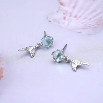 925銀針&times;藍水滴人魚尾巴&times;耳環