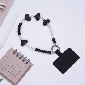 三心相連×手機腕帶掛繩×黑色