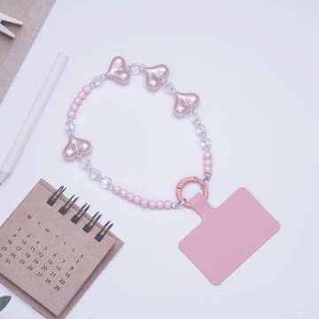 三心相連&times;手機腕帶掛繩&times;粉紅