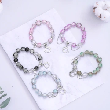 彎月銜星×固定式串珠手鍊×共五色