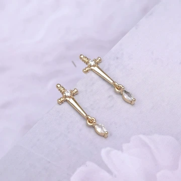 十字劍水滴晶鑽×吊墜耳環