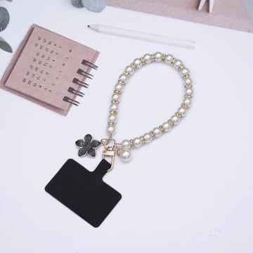 櫻花輕奢珍珠&times;手機腕帶掛繩&times;黑色