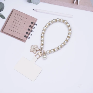 櫻花輕奢珍珠&times;手機腕帶掛繩&times;白色