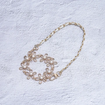 金色珍珠雛菊×飲料杯繩×白色提把