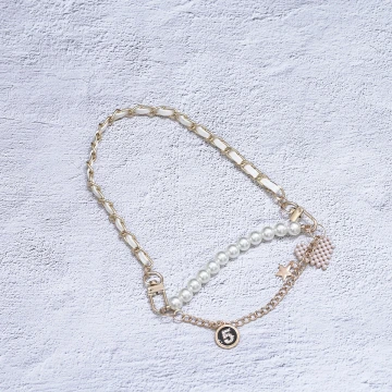 金色愛心珍珠餅乾×飲料杯繩×白色提把