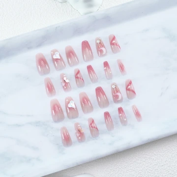 閃粉愛心月蝶亮面×穿戴式手指甲片×二十四入