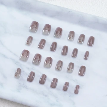 香檳貓眼竹影亮面×穿戴式手指甲片×二十四入