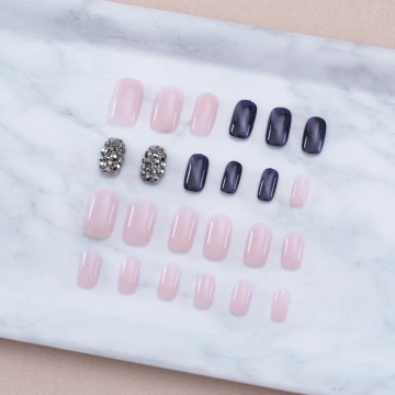 藍粉碎鑽貓眼亮面&times;穿戴式手指甲片&times;二十四入