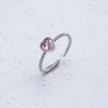 925銀飾×粉紅愛心×開口戒指