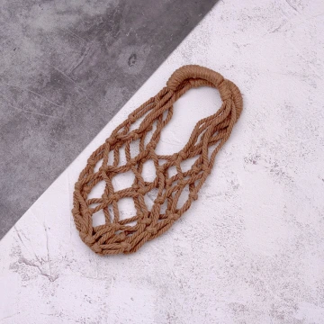 素色鏤空網編×飲料水瓶提袋×棕咖