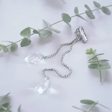 巴洛克水晶流蘇×單邊三角耳骨夾