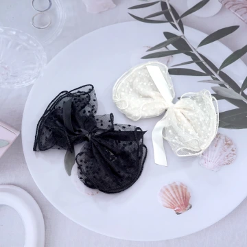 點點蕾絲薄紗蝴蝶結&times;蝴蝶髮夾&times;共二色