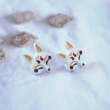 白色火狐狸&times;吊墜耳環