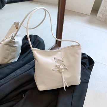 結繩甜美皮革包×肩背包×白色