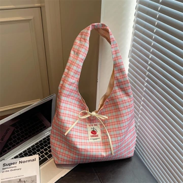 格紋蝴蝶結小蕃茄&times;肩背包&times;粉紅