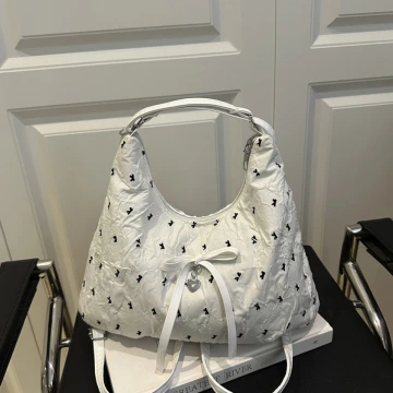 甜心蝴蝶結抓皺感×變形後背包×白色